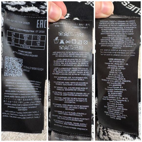 Guess Crew Neck Black Knit Sweater White Lettering Logo Size XL - Picture 4 of 4